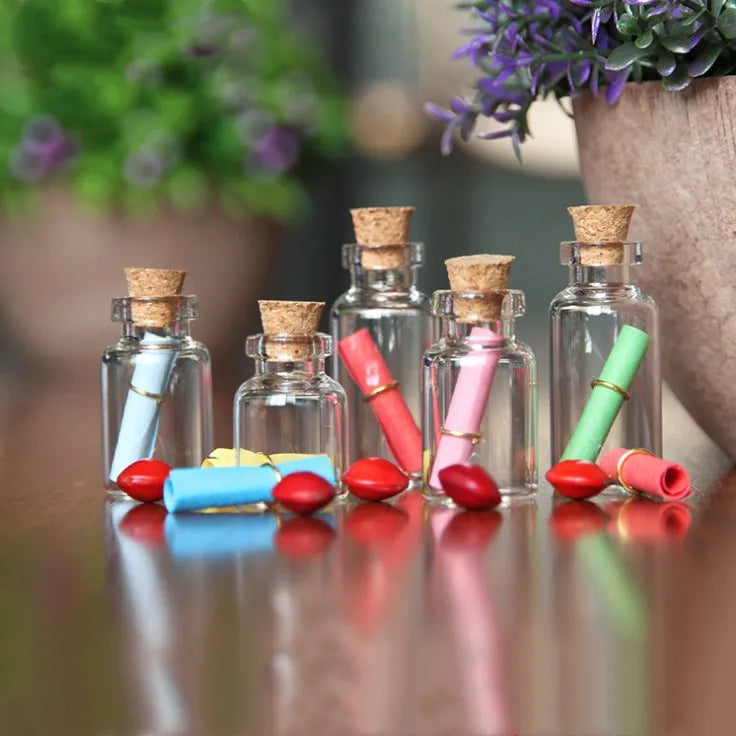 1ml 2ml 3ml Mini Clear Wishing Message Glass Bottles Vials With Cork