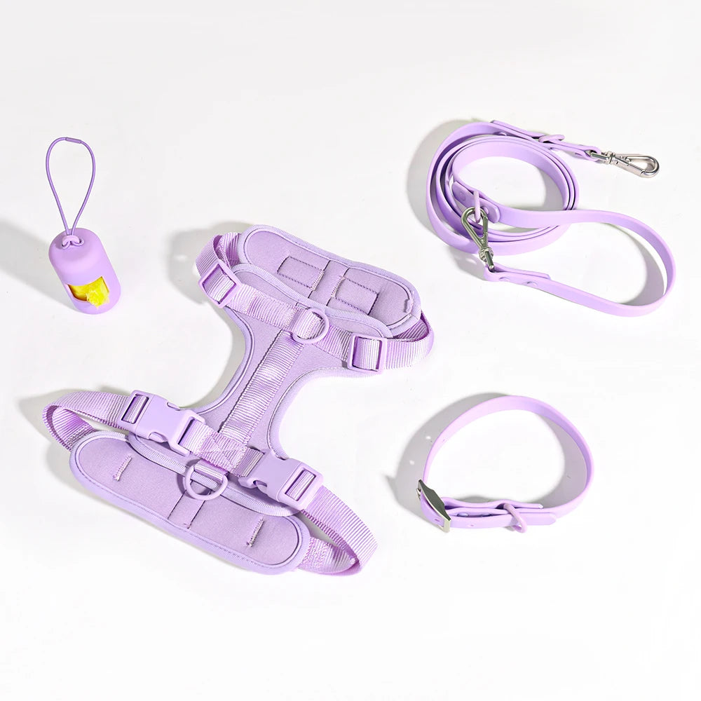 Waterproof PVC Dog Harness Set Leash Collar Adjustable No Pull Dog Harness for Small Medium Large Breeds OEM ODM