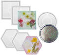 5 Pcs DIY Coaster Silicone Mold Set Round Square Hexagon Silicone Resin Coaster Mold Home Decoration Making