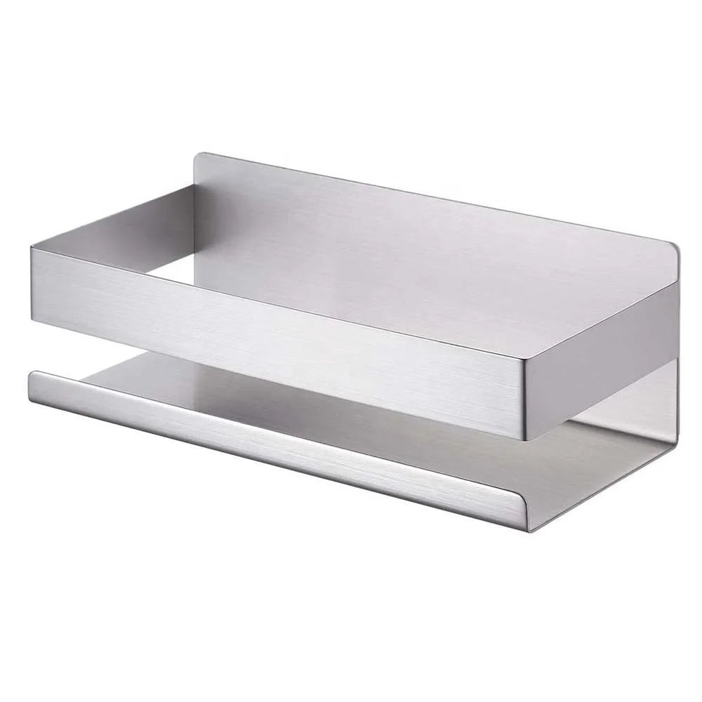 Stainless Steel Self-adhesive Bathroom Glass Shelf