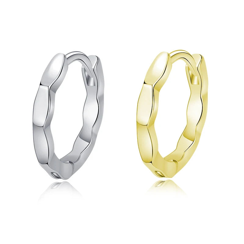 EH1514  Minimalist 925 Silver Sterling Hoop Earrings 18K Gold Plated Irregular Geometric Design for Wedding Party or Gift
