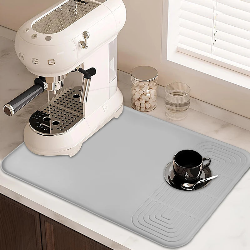 Custom Size Quick Dry Absorbent Coffee Mat Non Slip Dish Drying Mat for Kitchen Counter