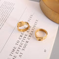 French Luxury Design Belt Buckle Index Finger Ring Genuine Gold Plated Stainless Steel Ring Women