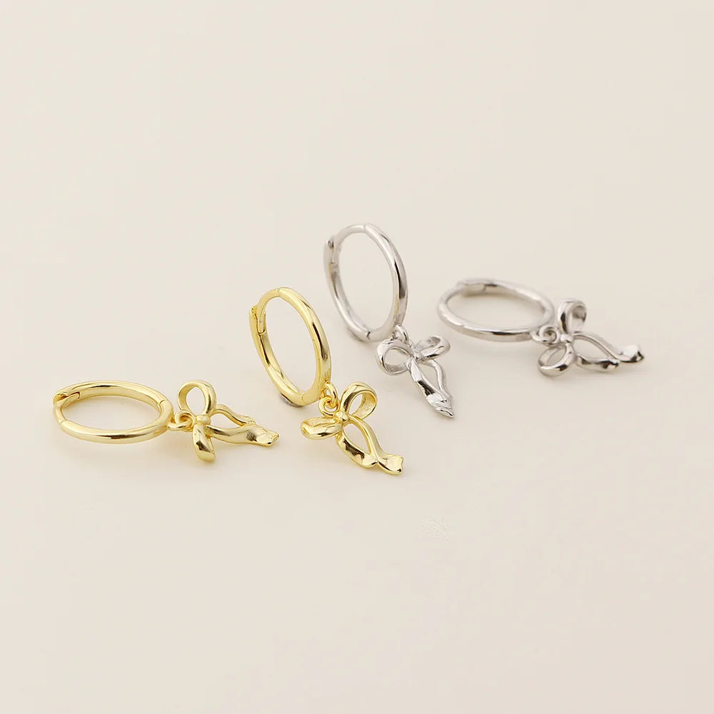 BASQUESUN Factory Wholesale Custom New S925 Silver Bow with Gentle and Sweet Temperament Small and Fresh Ins Style Earrings