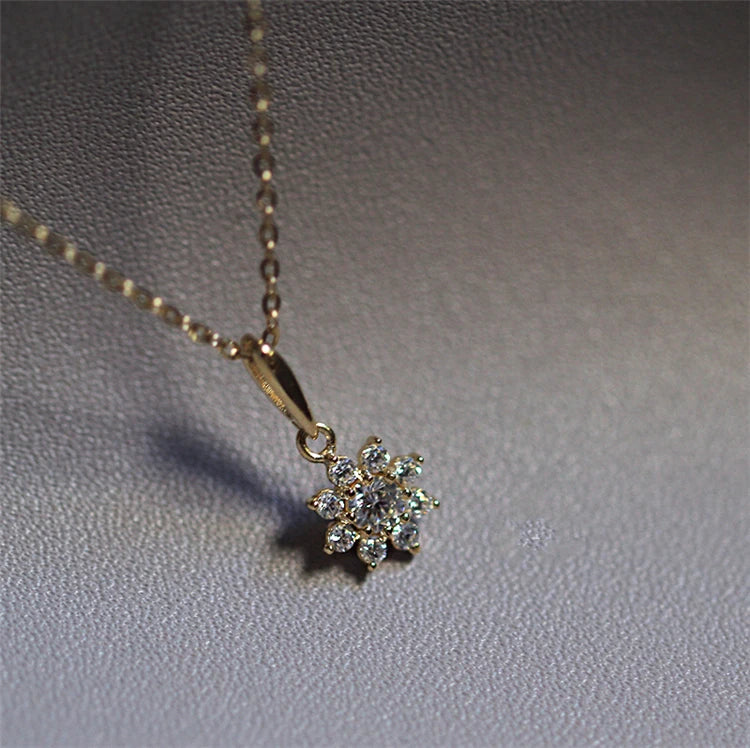 Fancy Simple Design Zircon Gold Plating Pendant Necklace Jewelry in 925 Sterling Silver