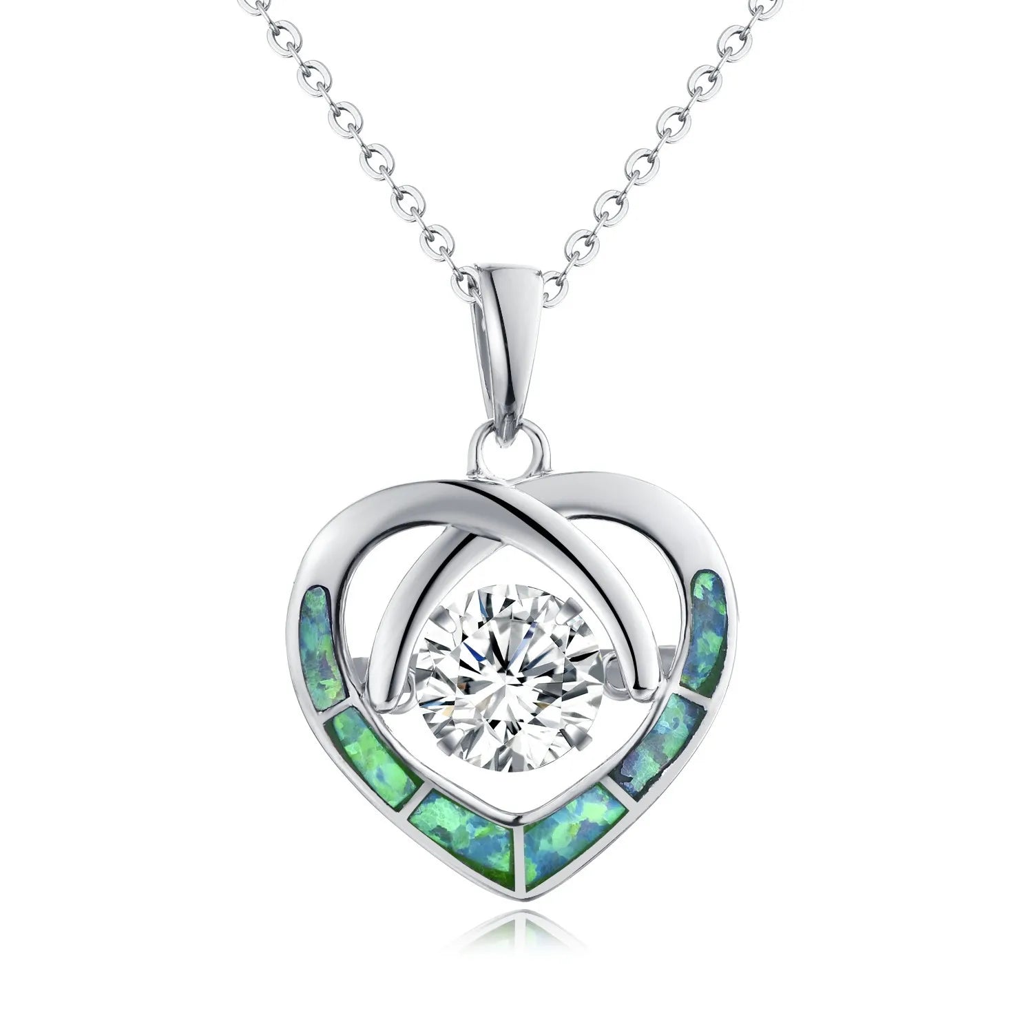 2024 New Style Women Necklace Moving Stone Round Tanzanite Love Heart Irregular Green Opal Pendant 925 Silver Necklaces Jewelry