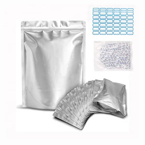 100 Pack Ziplock Wholesale 1 5 Gallon Mylar Bags for Food Storage with Oxygen Absorbers
