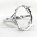 Sterling Silver 12*16mm Semi Mount Ring Empty Frame Blank Support Claws Setting S925 Base Holder Without Center Stone for Inlay