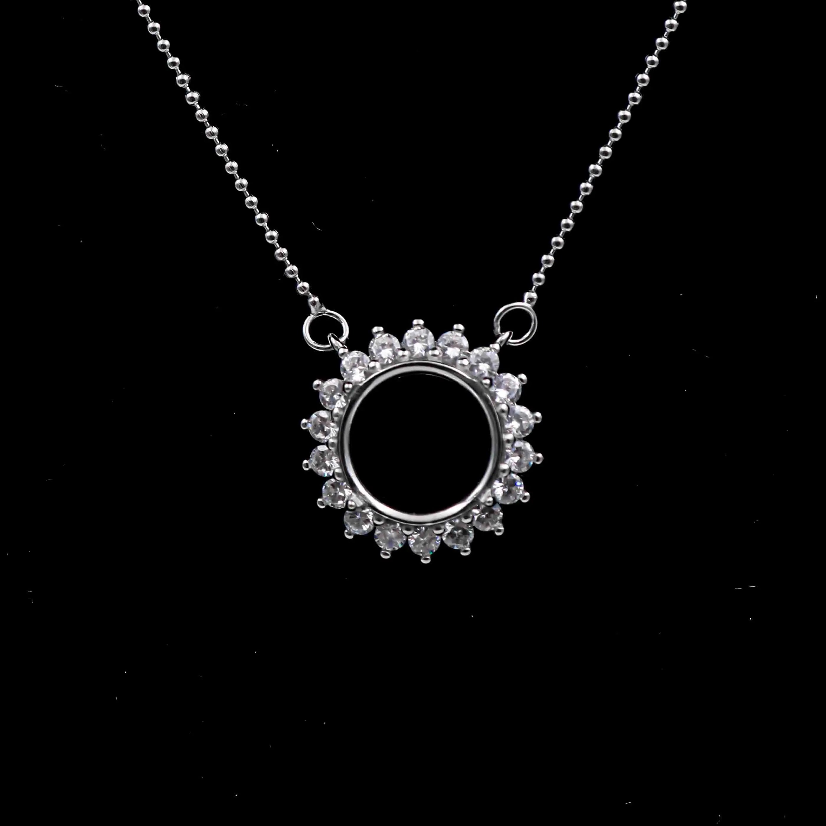 Sterling Silver 6.5mm/8mm/10mm Semi Mount Necklace Empty Frame Blank Claws Setting S925 Base Without Center Stone for DIY Inlay