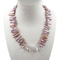 Nature Biwa Pearl Choker Necklace 100% NATURE Nature Freshwater Pearl 8x23 mm  Real 18k Gold Plating Pendant