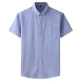2025 Men's Summer New Short Sleeve Shirt Business Striped Shirt Fat Brother Fashion Casual