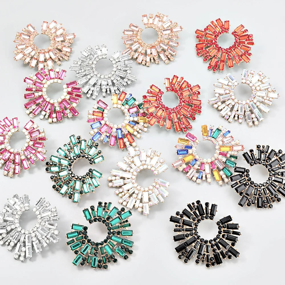 Fashion Bohemian Colorful Beaded Alloy Sunflower Charm Earrings
