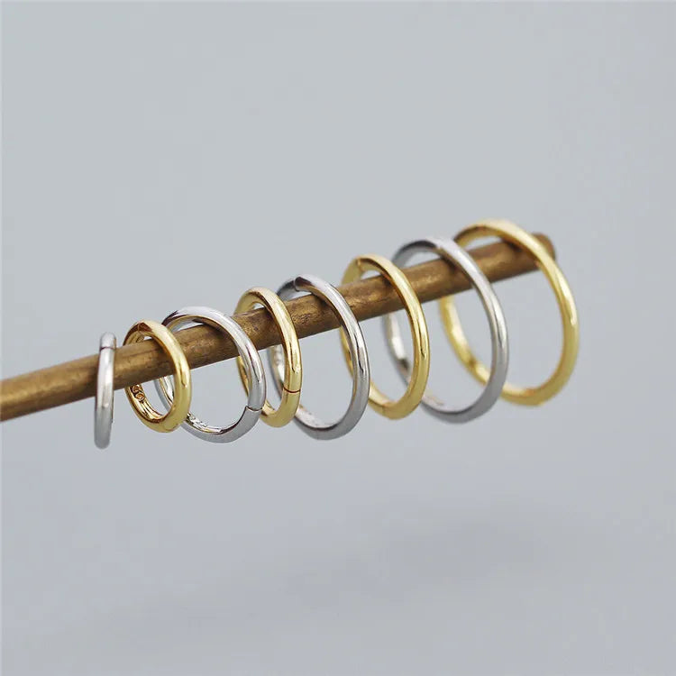 SP Wholesale 6/8/10/12MM Sterling Trendy 925 Plain Silver Hoop Earring for Women