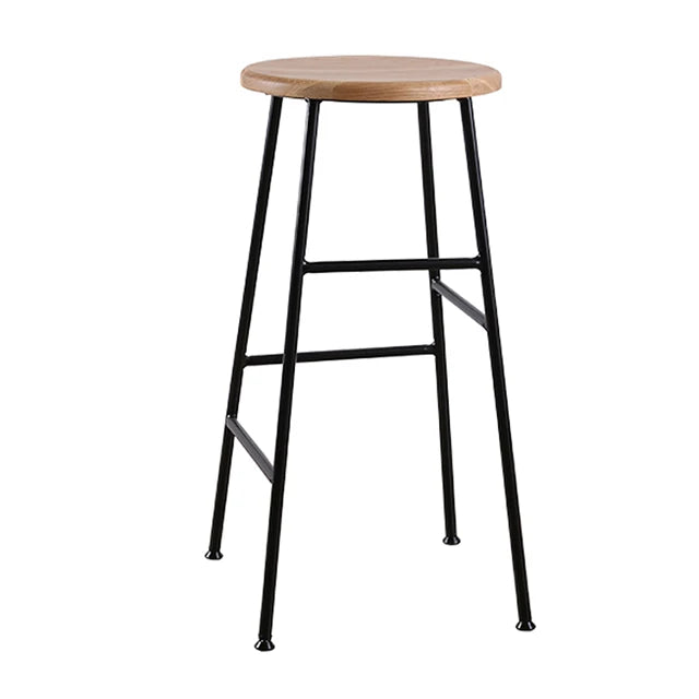 Luxury Industrial Design Metal Frame Wooden Seat 39" Height High bar Stool Chair for Restaurant Kitchen and Dining Bar