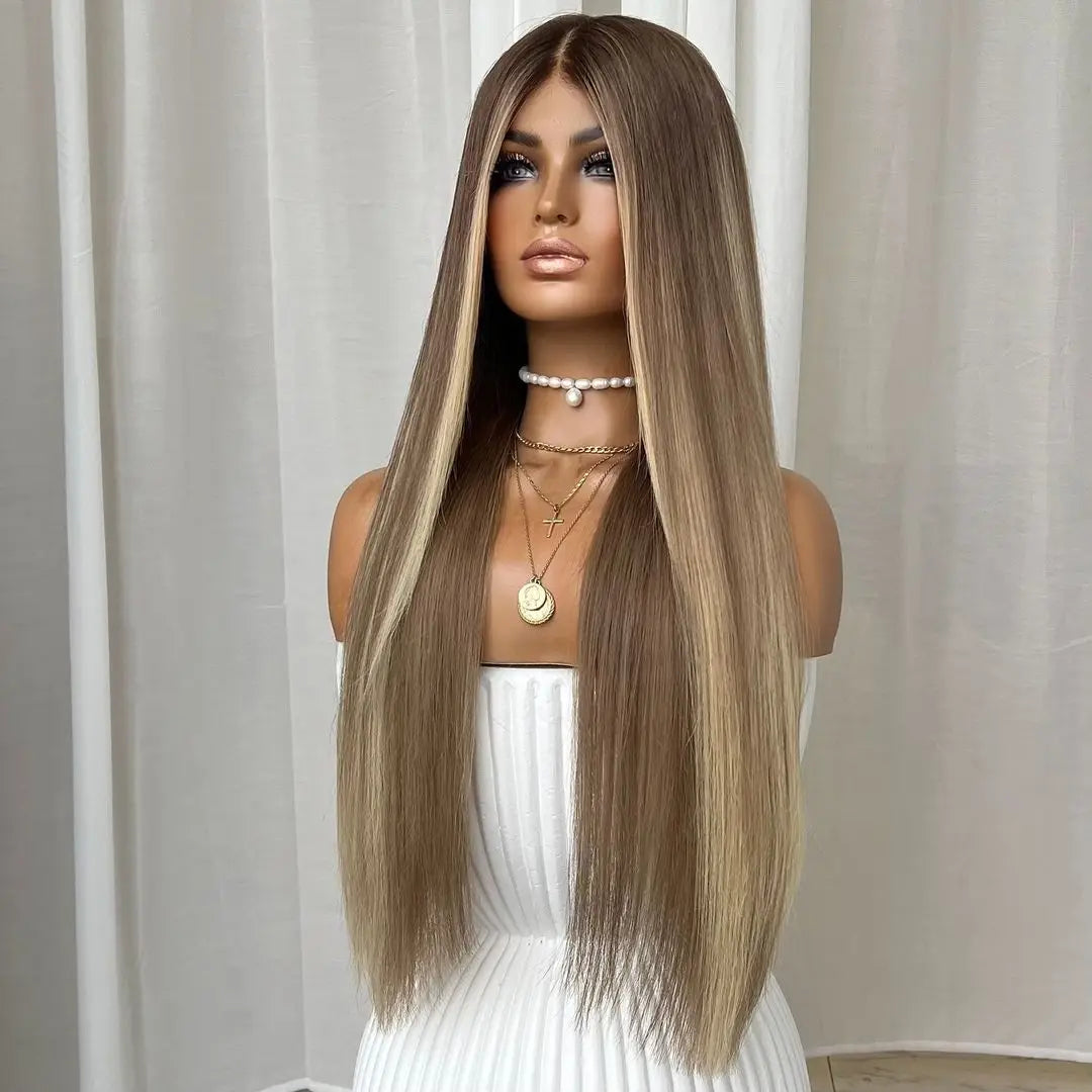 100% Human Hair 180 Density Wigs 13x6 Lace Front Wigs Preplucked Natural Remy Ash Blonde Glueless Highlight Straight Wig