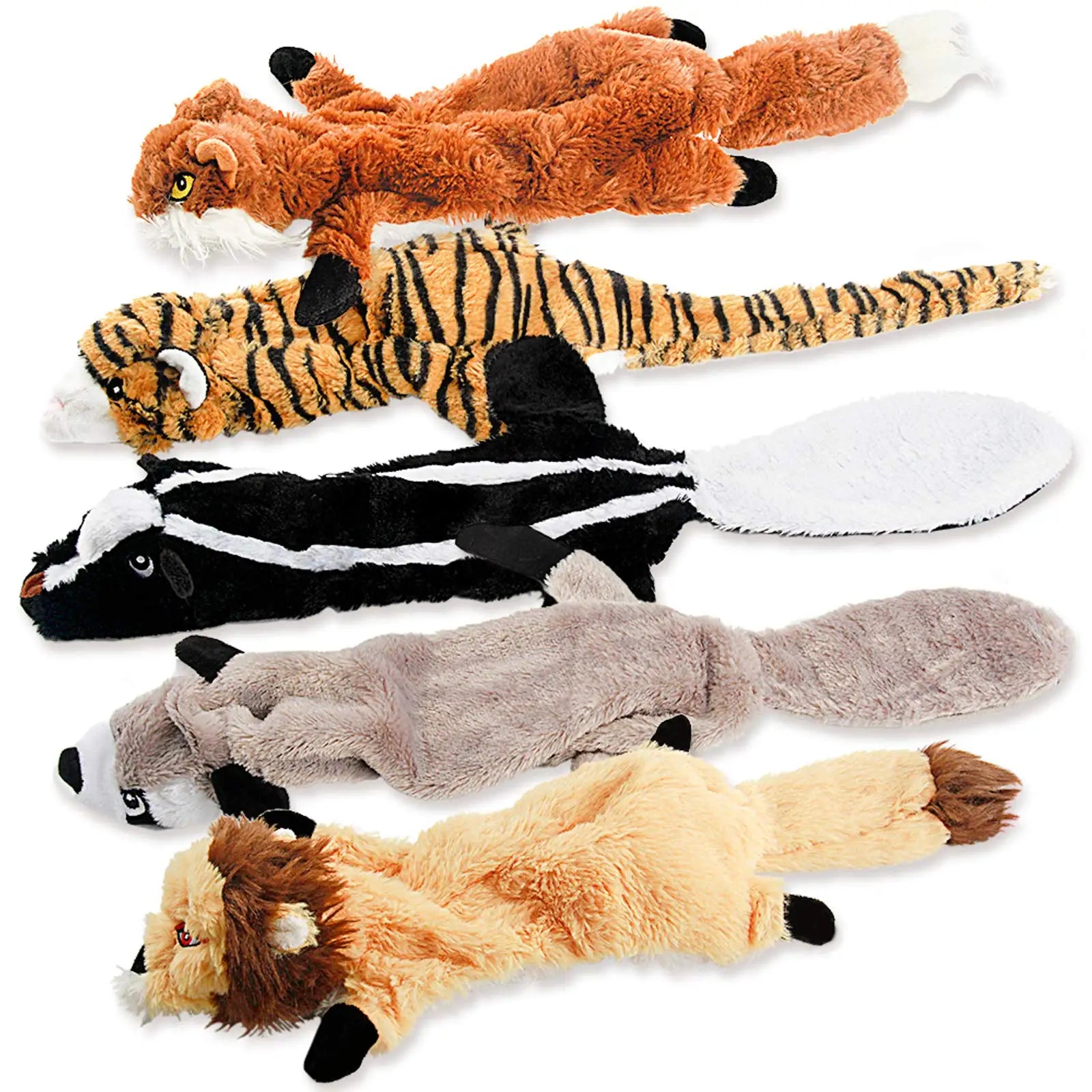 Durable Pet Squeaky Toys 5 Pack Crinkle Dog Toy No Stuffing Animals Dog Plush Chew Toy for Large Medium Dogs