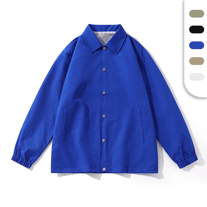 Street Style Youth Big Size Spring Windbreaker Jacket With Custom Logo Single Breasted Lapel Collar Coach Jackets