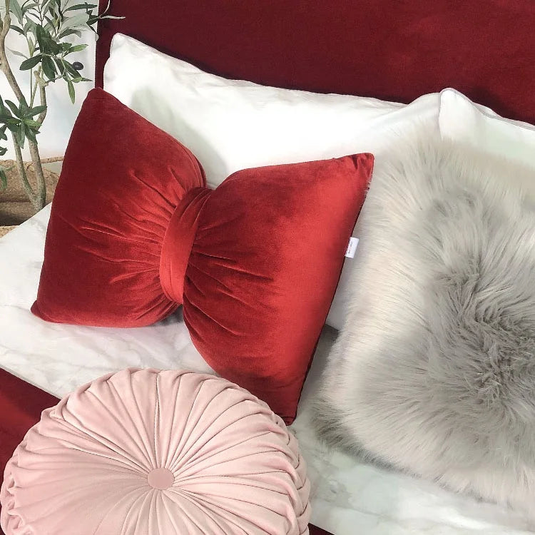 Customized Home Decor Sun Lounger Bow Cushions Woven Core Comfort Polyester with Colorful Velvet for Office or Garden Use