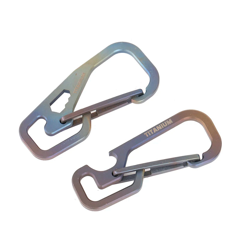 Small Keychain Carabiner Mini Key Carabiner Clip Titanium EDC with Bottle Opener Multi Tool Outdoor