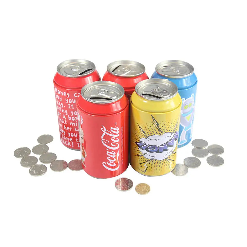 Direct Factory Wholesale Round Shape Promotional Gifts Tinplate Box Cute Money Saving Box for Kids Piggy Bank Lacquered Finish