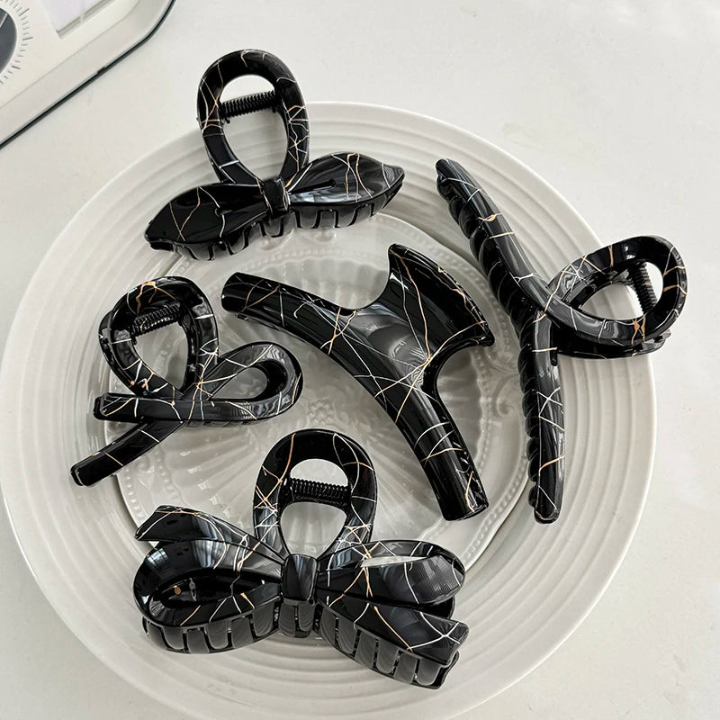 2025 Women's Shark Clip Hair Accessory Bow-Shaped Large Plastic Clip for Girls Versatile and Stylish Curly Hair Holder