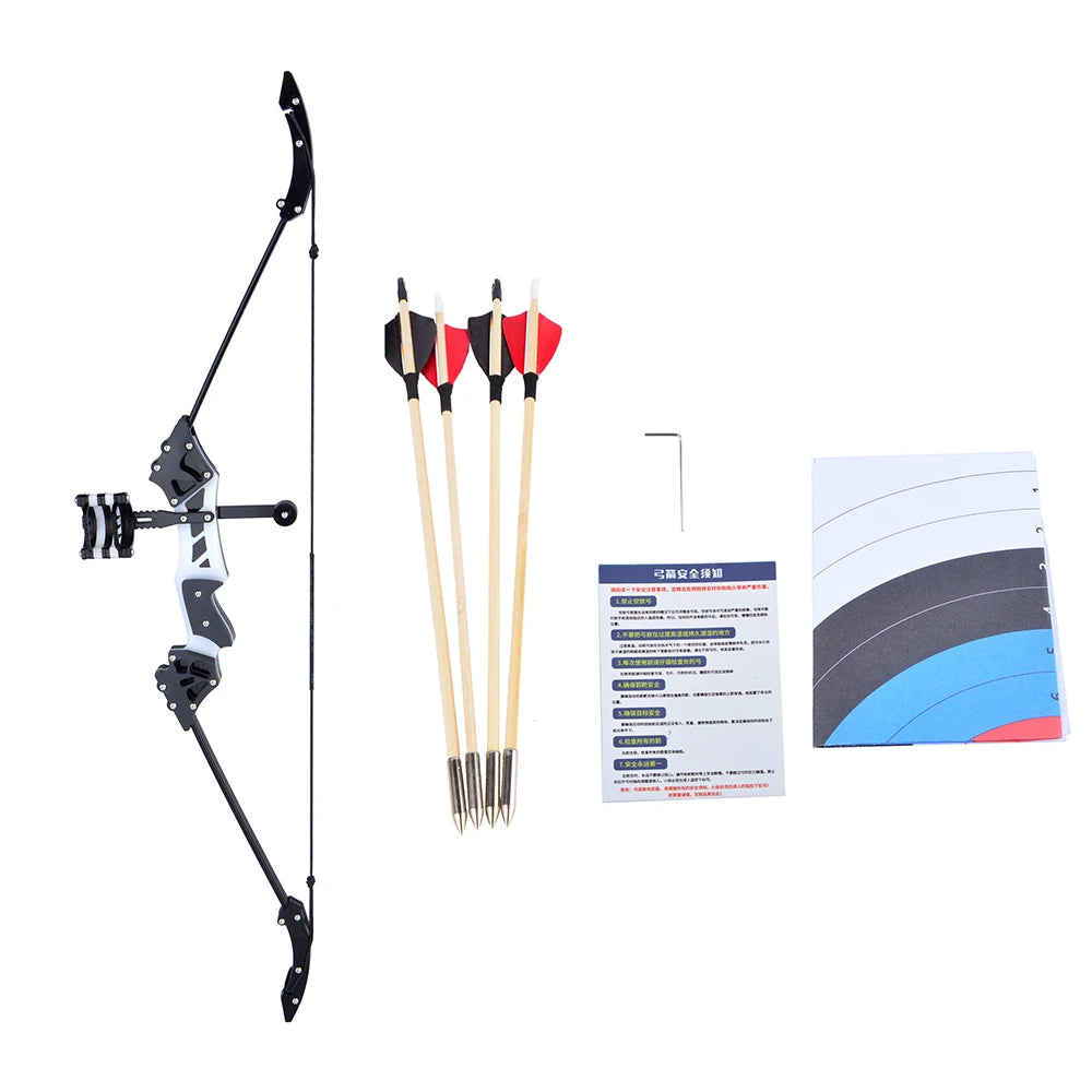 Mini Archery Recurve Bow 18 Lbs Double Aiming Bow and Arrow Real Feather Arrow Outdoor Hunting Darts Bamboo Stick Shooting