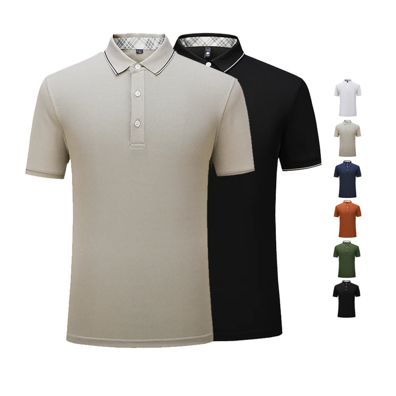 Wholesale Solid Color Polo Shirts for Men's Short Sleeved Cotton Golf Polo T-shirts