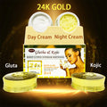 24K Gold Gluta & Kojic Whitening Face Cream Remove Melanin Pimple Antioxidants 25g+25g