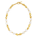 18K Gold Natural Pearl Metal Bead Necklace Fashionable Femme Choker Jewelry with Diamond for Weddings Gifts OEM ODM Available
