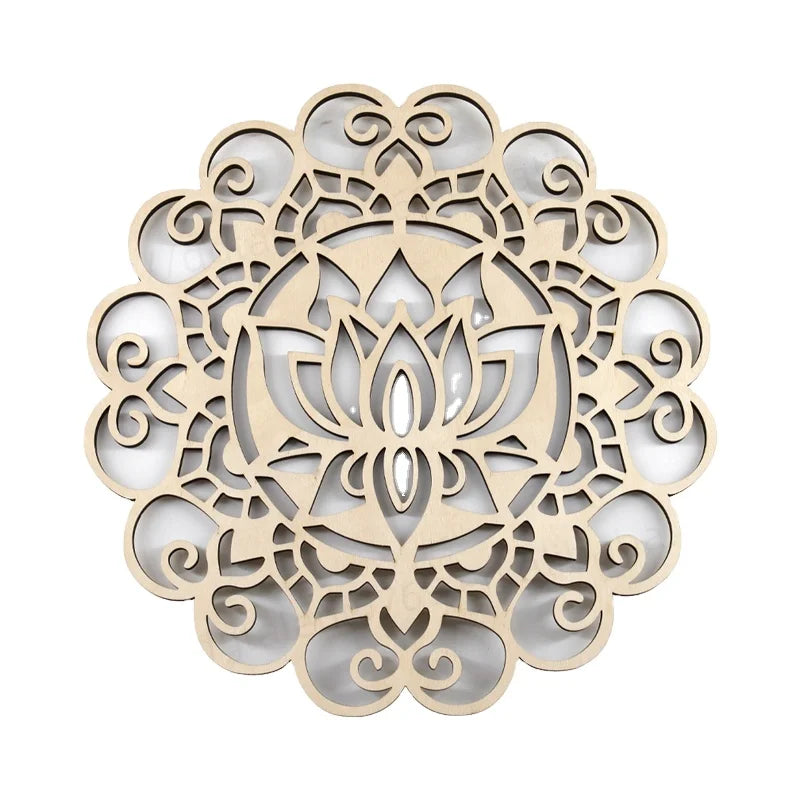 Tailai Hot Sale Flower Life Lotus Sacred Geometry Wood Wall Art Home Decor for Yoga Meditation Wooden Wall Hanging Sculpture