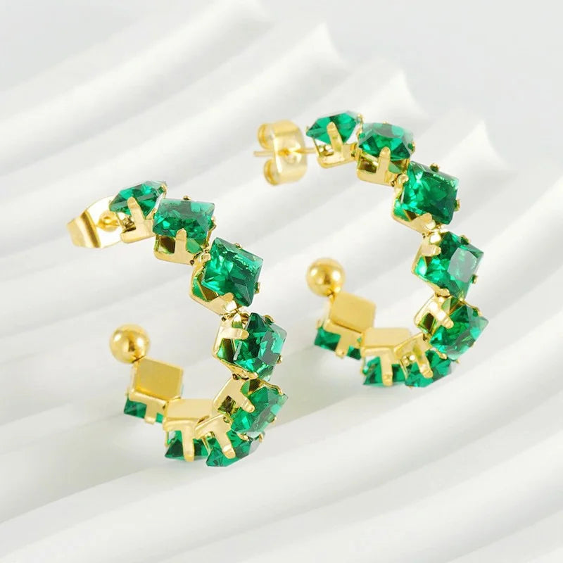 Designer Inspired Full Zircon Diamond Open Hoop Cuff Earrings Crystal Rhinestone Hoop Earrings Jewelry Women