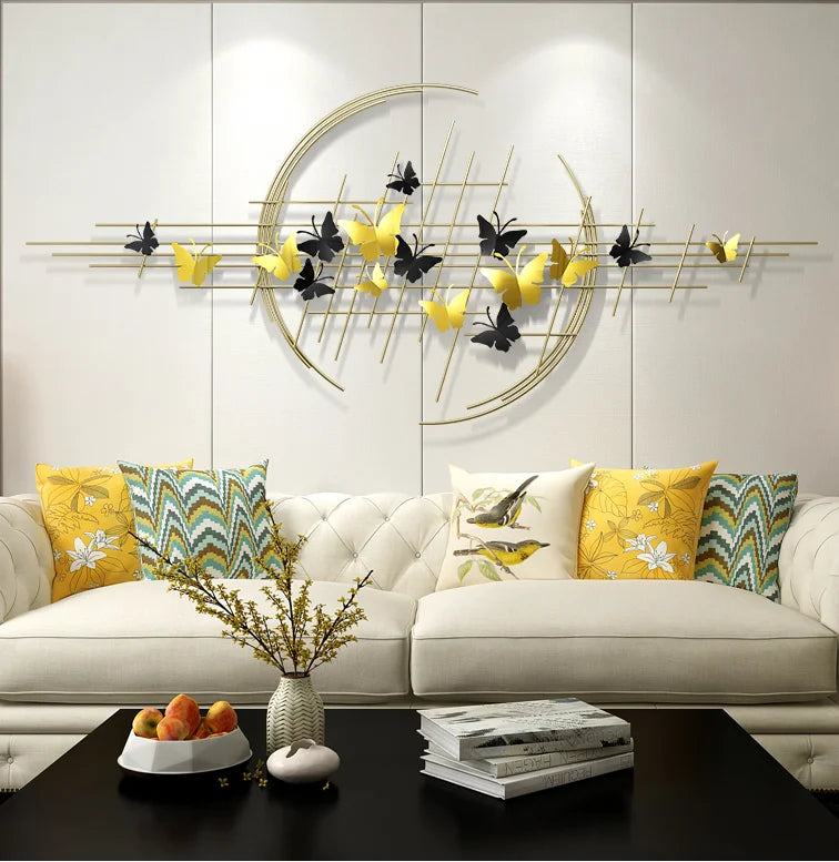 150x65 Light Luxury butterfly Shape Home Wall Hanging Decor Indoor Metal Art Wall Hanging Gold Decor for Living Room