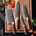 4 PCS Super Sharp Kitchen Chef Knives Damascus Knife Set With Desert Iron Wood Handle