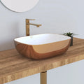 Hot Sale Modern Hand Painted Rose Golden Color Ceramic Bathroom Sink Counter Top Vanity Wash Basin