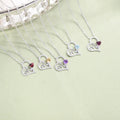 C7480 Abiding Romantic 925 Sterling Silver Rhodium Plated Natural Gemstone Cubic Zirconia Heart Pendant Necklace