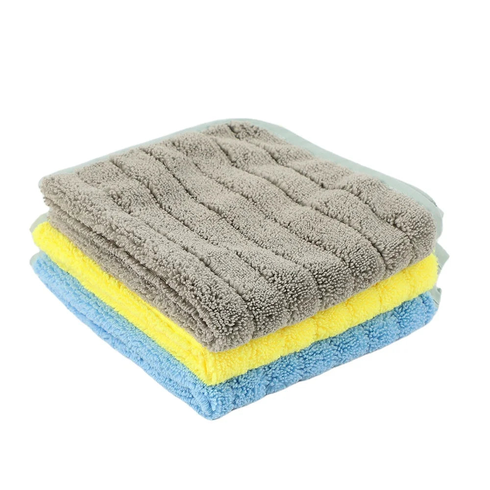 BSCI GRS Direct Supply Manufacturers Microfiber Quick-Dry Eco-Friendly High-Low Cleaning Car Towel Absorbent Thickened Edge Soft
