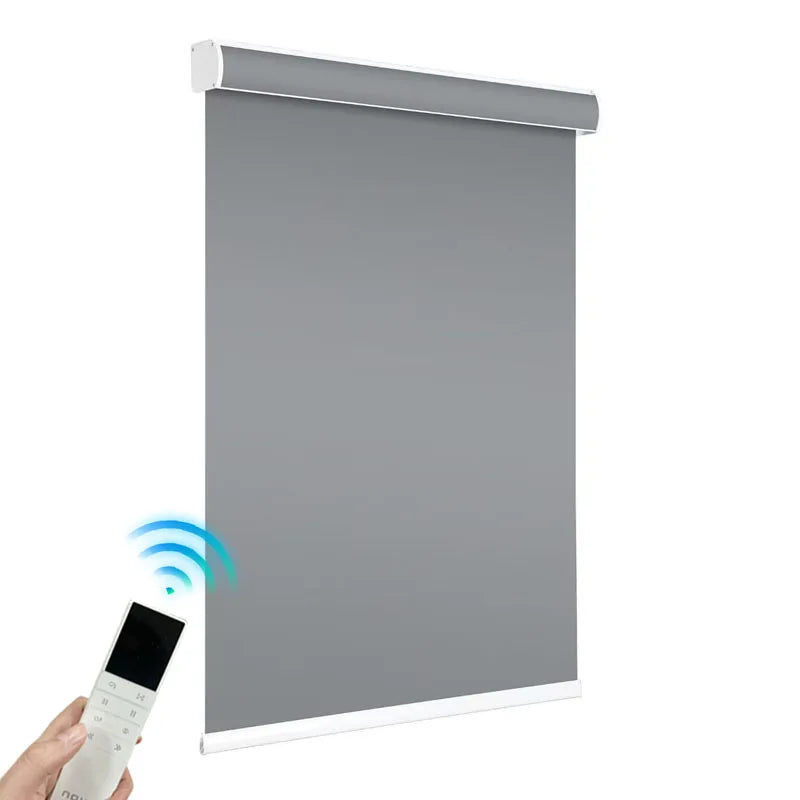 Chinese Factory Supplied Smart Roller Window Blinds Grey Blackout Fabric Built-in Installation Type