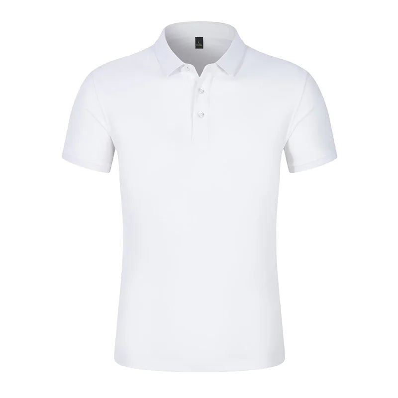 Premium Quality White Cotton/Polyester Knitted Polo Shirt for Men Casual Short Sleeve Design With Print Pattern and Custom Logo