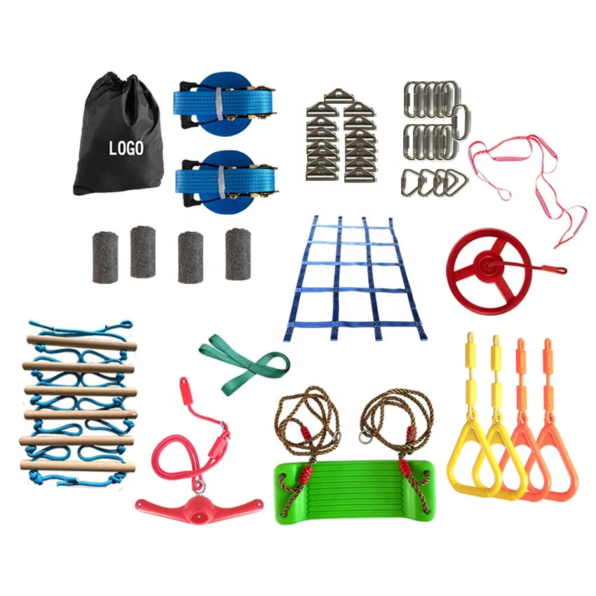 Ninja Warrior Kids Outdoor Obstacle Course Kit-5+ Years Exercise Adventure Inspired by the Real Ninja