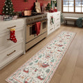 Faux Cashmere Washable Kitchen Bathroom Carpet Runner Soft Holiday Decor for Entryway 2x6 ft Beige Christmas Runner Rug