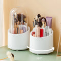 Makeup Brush Organizer 360 Degree Rotating Dust-Poof Display Organizer Box With Transparent Lid for Desktop Bathroom
