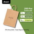 Wholesale Cheap White Food Gift Shopping Wedding Packaging Custom Printing Handles Kraft Paper Bags with Your Own Logo