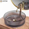 2023 Popular Black Round Tempered Bathroom Vessel Rectangle Clear Glass Above Counter Wash Basin Sink Lavabo
