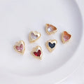 Love Peach Heart Inlaid Zircon  Single Loop Pendant 14k Gold Filled for DIY Necklace Bracelet Earring Jewelry Making