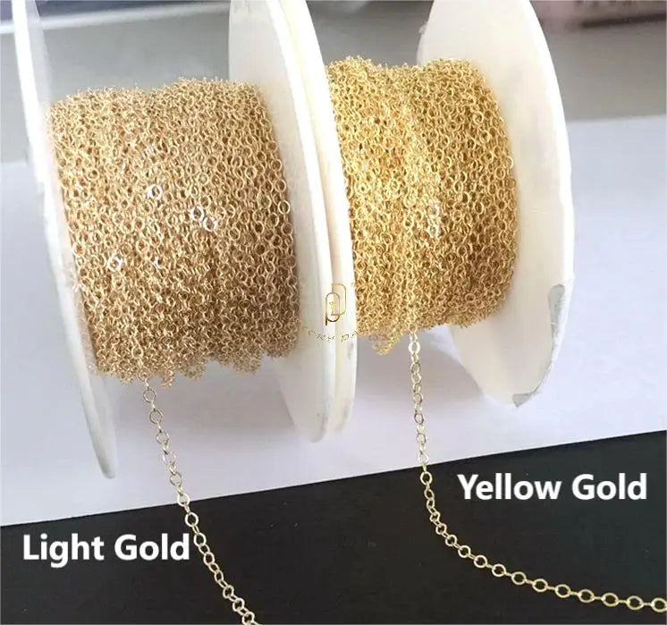 GP US 1.68mm 14k Gold Filled Flat Cable Chain Link Bulk Unfinished Permanent Jewelry Chains Supplies Wholesale