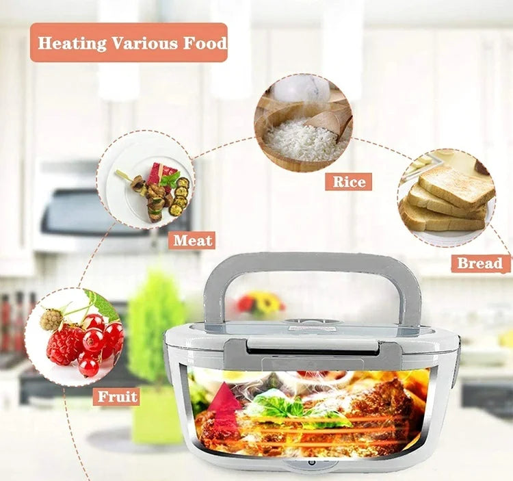 1.5L Food Warmer Lunch Box 3 in 1 Food Heater Portable Lunch Boxes with Insulation Bag for Car Truck Office