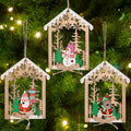 Factory Price Christmas Ornament Wooden Hanging Pendants Star Xmas Tree Bell Christmas Decorations for Home Party New Year