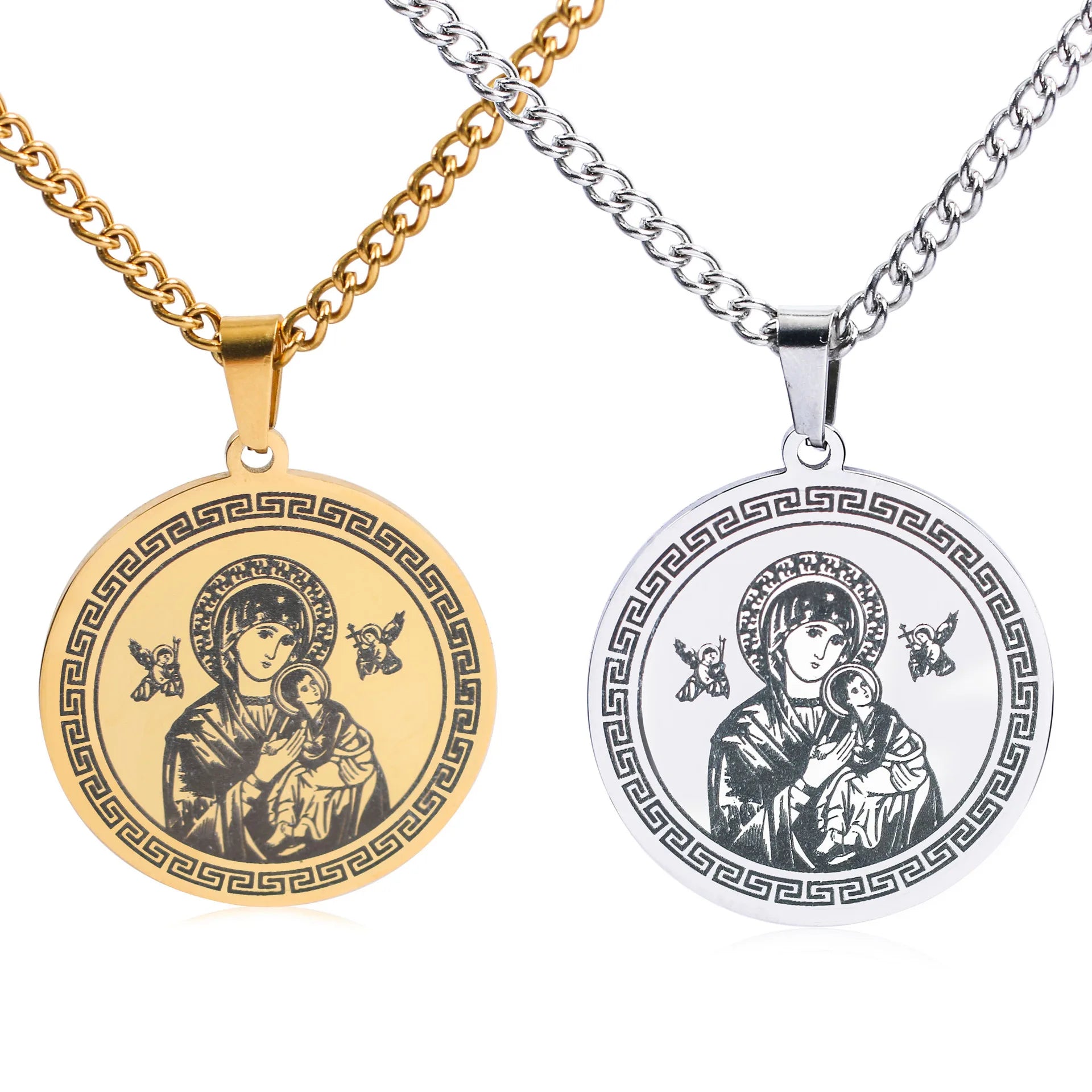 Gold Plated Stainless Steel Virgin Mary Necklace Saint Medal Christian Pendant Judas Pendant Virgen De Guadalupe