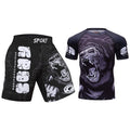 Men's Two-Piece BJJ MMA Rashguard Pants Set 88% Polyester + 12% Spandex Quick Dry Digital Printed Crew Neck
