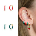 Wholesale Fashion Earrings Enamel Hoops 925 Sterling Silver Multi Color Hoop Earrings for Girls